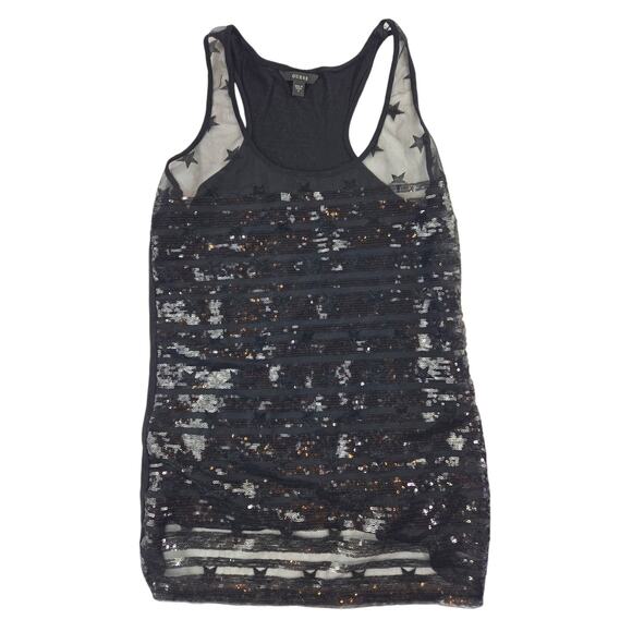Guess | Black, Sequin and Stars Tank Top | Size Small - Picture 1 of 4